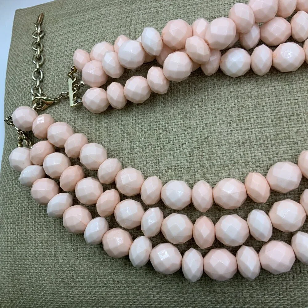 SugarFix Cotton Candy Three Stranded Faceted Acrylic Beaded Necklace